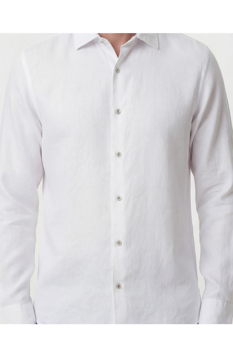 Lords of Harlech Uomo Solid Long Sleeve Fine Linen Shirt, Alternate, color, Laurent White