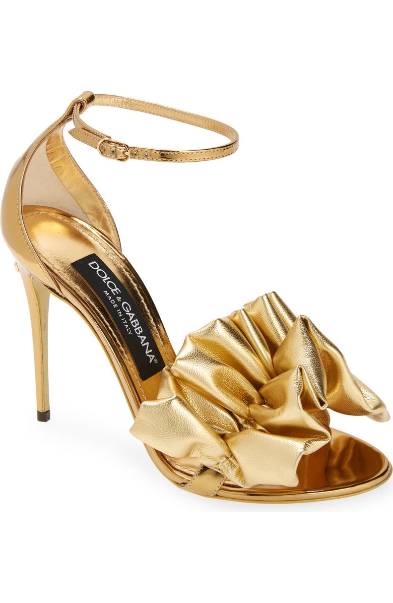 Dolce&Gabbana Scrunchie Strap Metallic Sandal, Main, color,