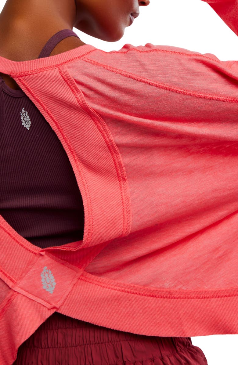 FP Movement by Free People FP Movement My Time Layer Open Back Crop Top, Alternate, color, Tulip Pink