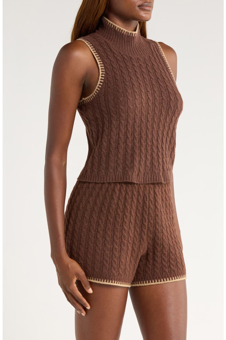 Zariah Cable Sleeveless Mock Neck Sweater, Alternate, color, COLA