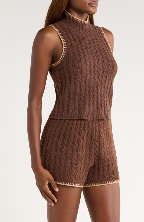 Ugg(r) Zariah Cable Sleeveless Mock Neck Sweater In Brown