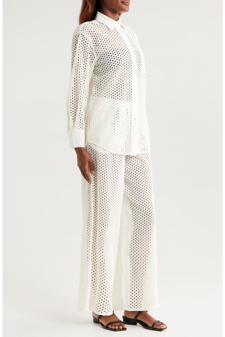 The Bronte Embroidered Eyelet Long Sleeve Cover-Up Tunic Shirt, Alternate, color, BRULE
