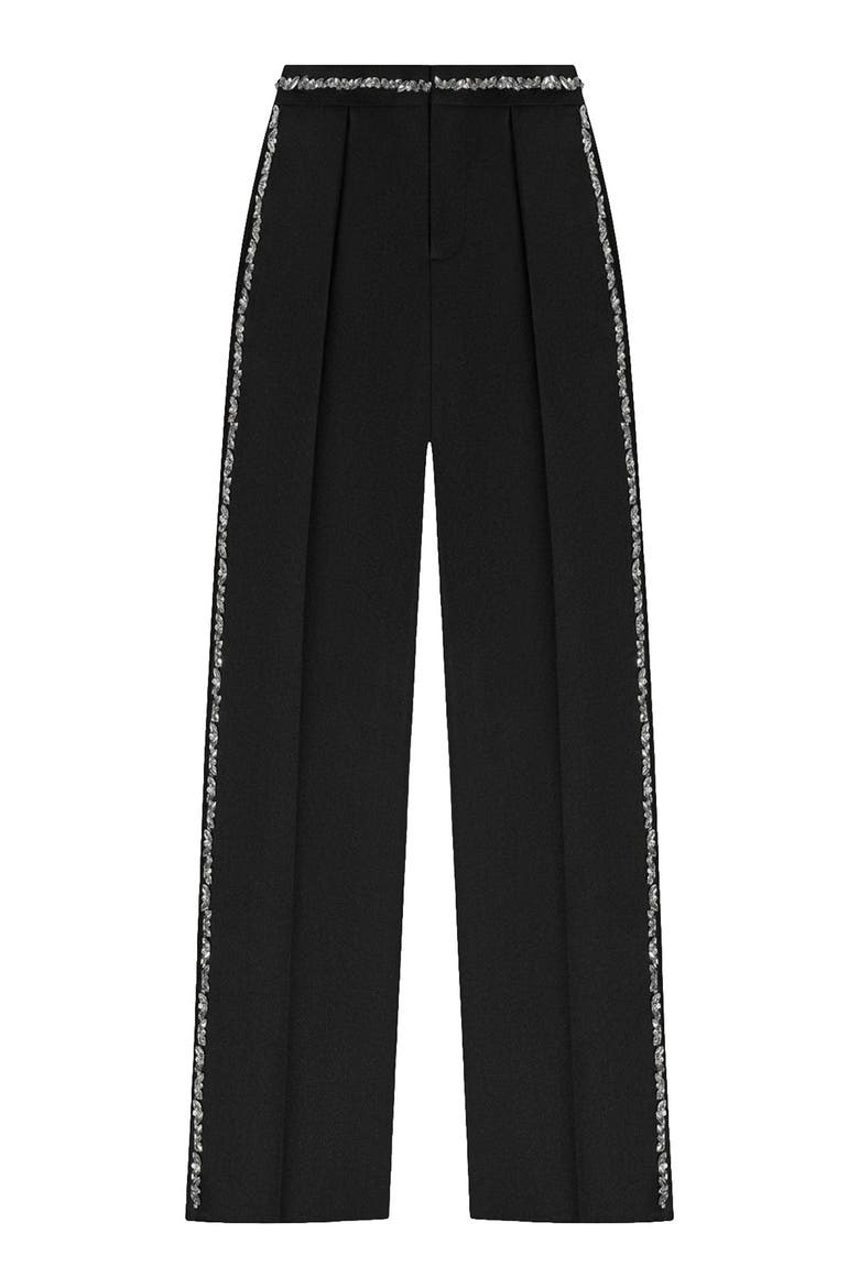 Patricia Embellished Tailored Trousers, Alternate, color, Black