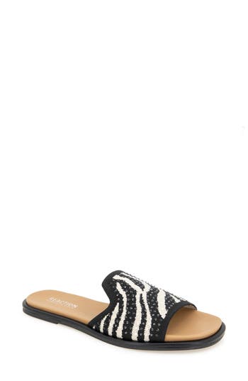 Reaction Kenneth Cole Warmth Slide Sandal In Zebra Knit