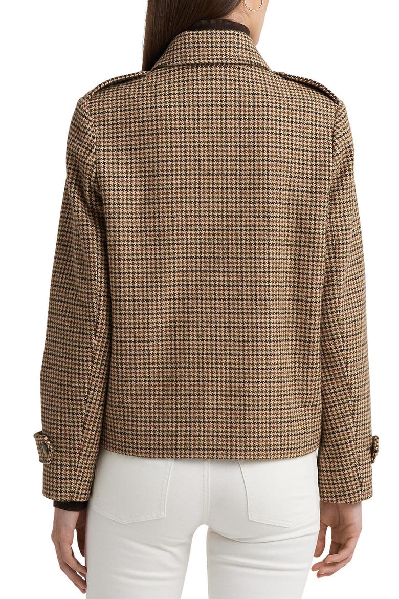 Houndstooth Crop Wool Blend Peacoat, Alternate, color, LODEN BOX CHECK