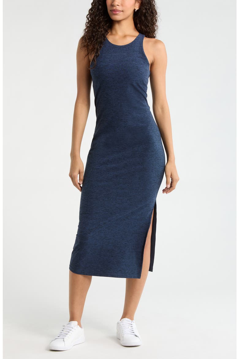 Renew Mélange Midi Tank Dress, Main, color, NAVY SAPPHIRE MELANGE