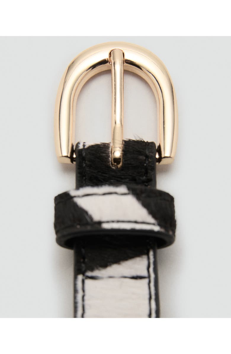 MANGO Animal Print Calf Hair Belt, Alternate, color, Black