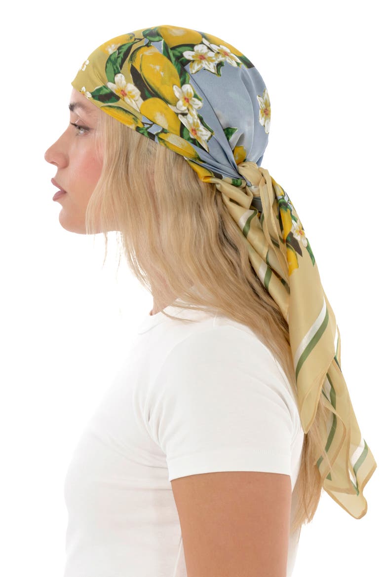 Lemon Print Square Scarf, Alternate, color, YELLOW