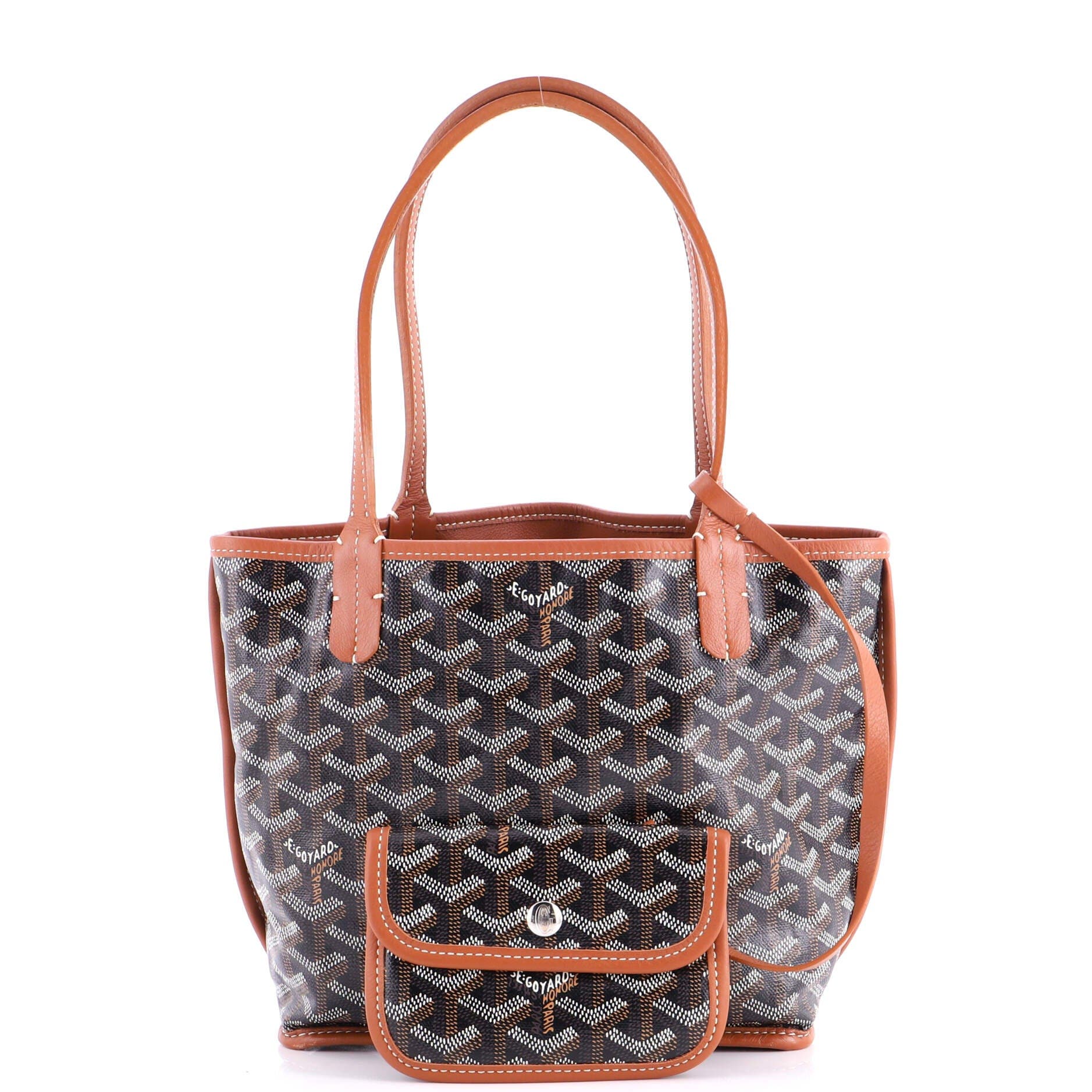 Pre-Owned Goyard Anjou Reversible Tote Coated Canvas Mini, Alternate, color, Brown