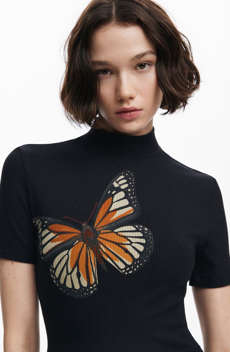 Desigual Virginia Mock Neck Rib Maxi Dress, Alternate, color, 