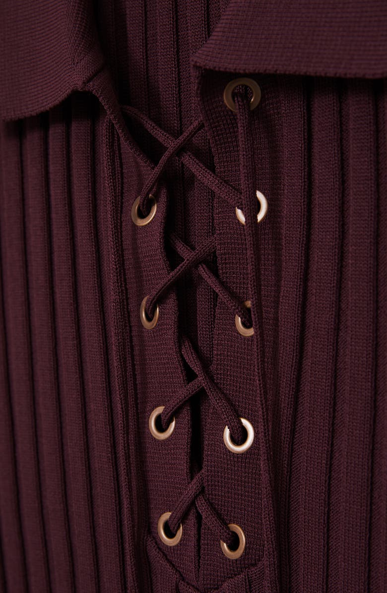 Reiss Poppy Lace-Up Polo Sweater, Alternate, color, Burgundy