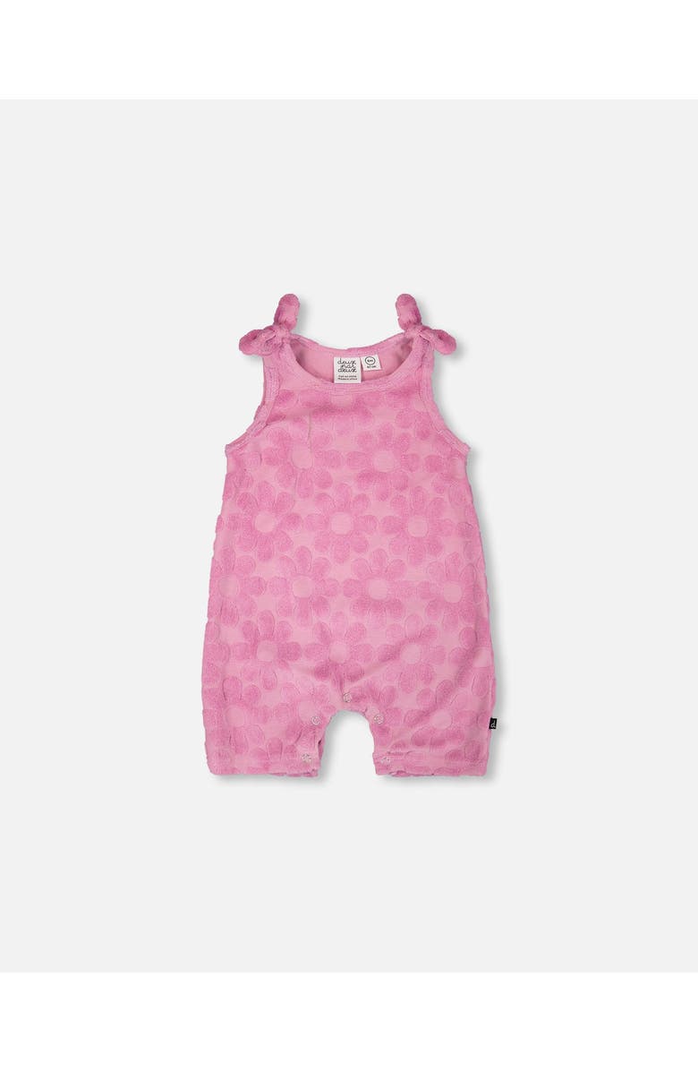 Deux par Deux Terry Cloth Sleeveless Romper with Bows, Main, color, Pink