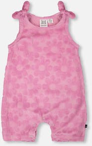 Deux par Deux Terry Cloth Sleeveless Romper with Bows