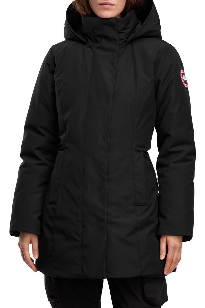 Leslie 625 Fill Power Down Parka, Main, color, BLACK