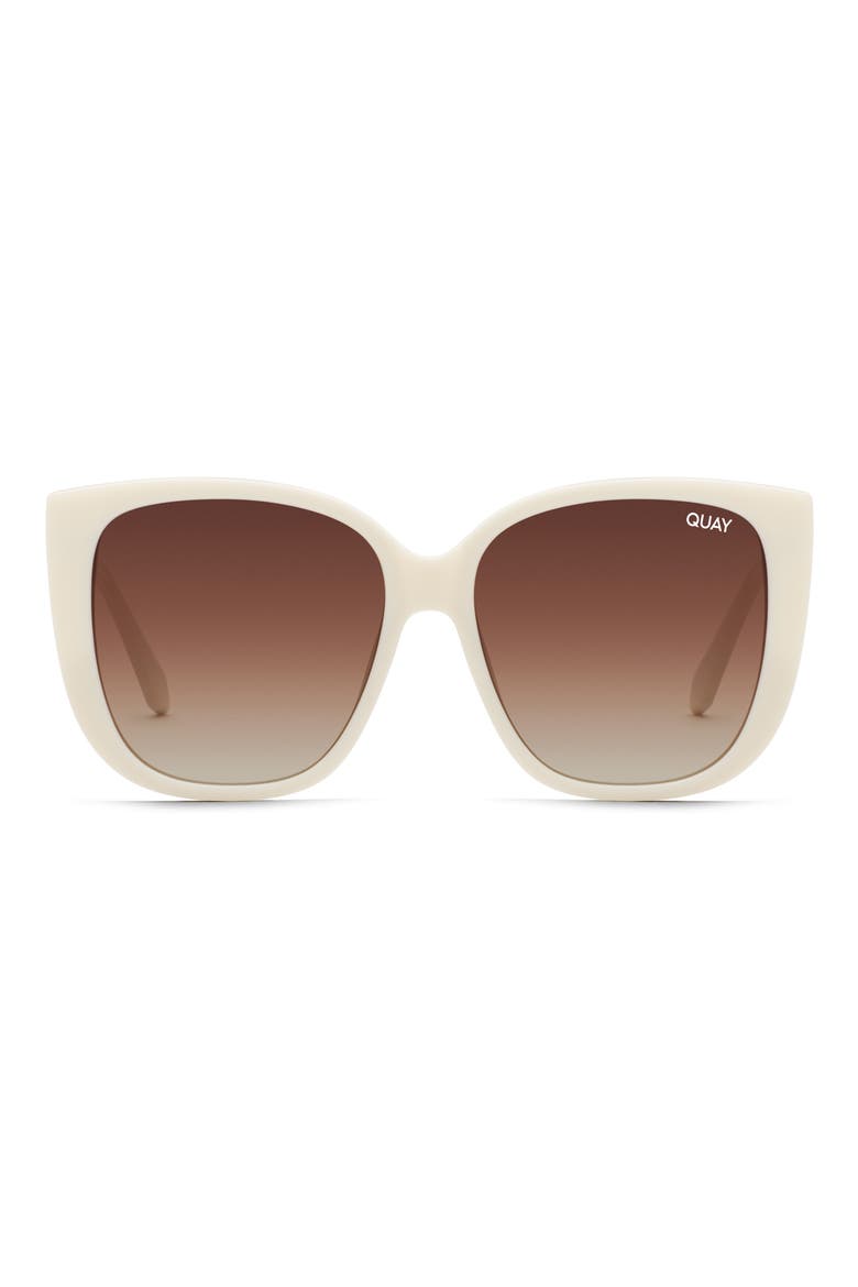 Ever After 54mm Polarized Gradient Square Sunglasses, Main, color, MILKY BONE / BROWN