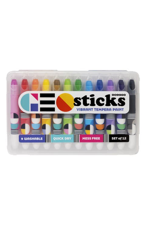 Geo Sticks 12-Pack Vibrant Tempera Paint Sticks