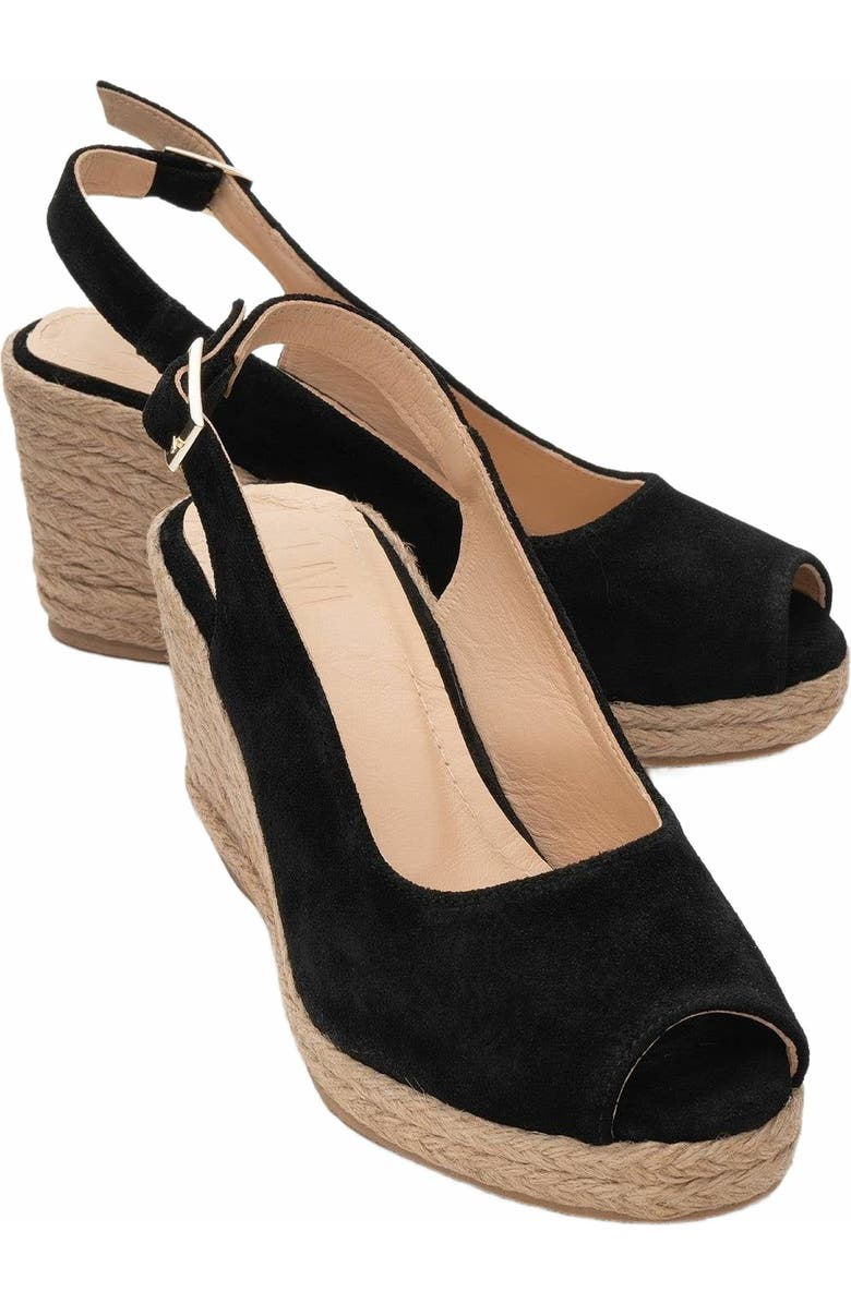 Forever & Always Shoes Ryan Leather Espadrilles, Main, color, Black Suede Leather