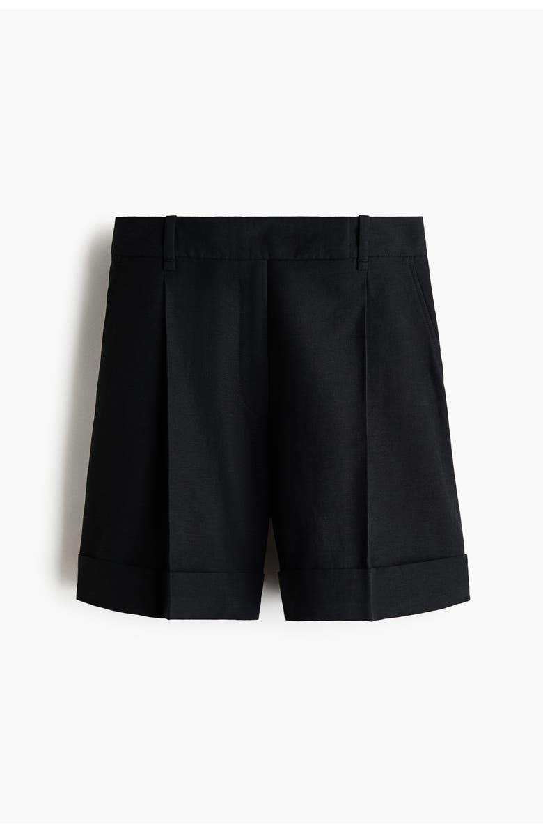 H&M Tailored Linen-blend Shorts, Alternate, color, Black