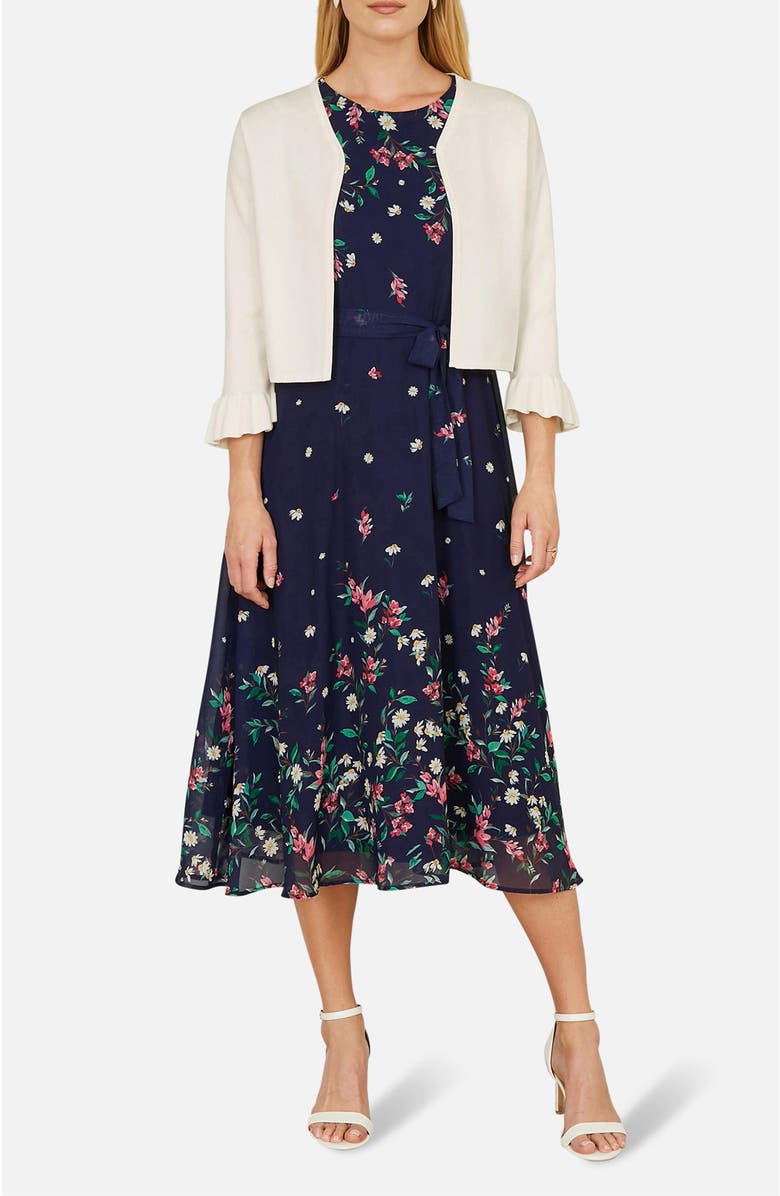 Yumi Bell Sleeves Cropped Cardigan, Alternate, color, Ivory