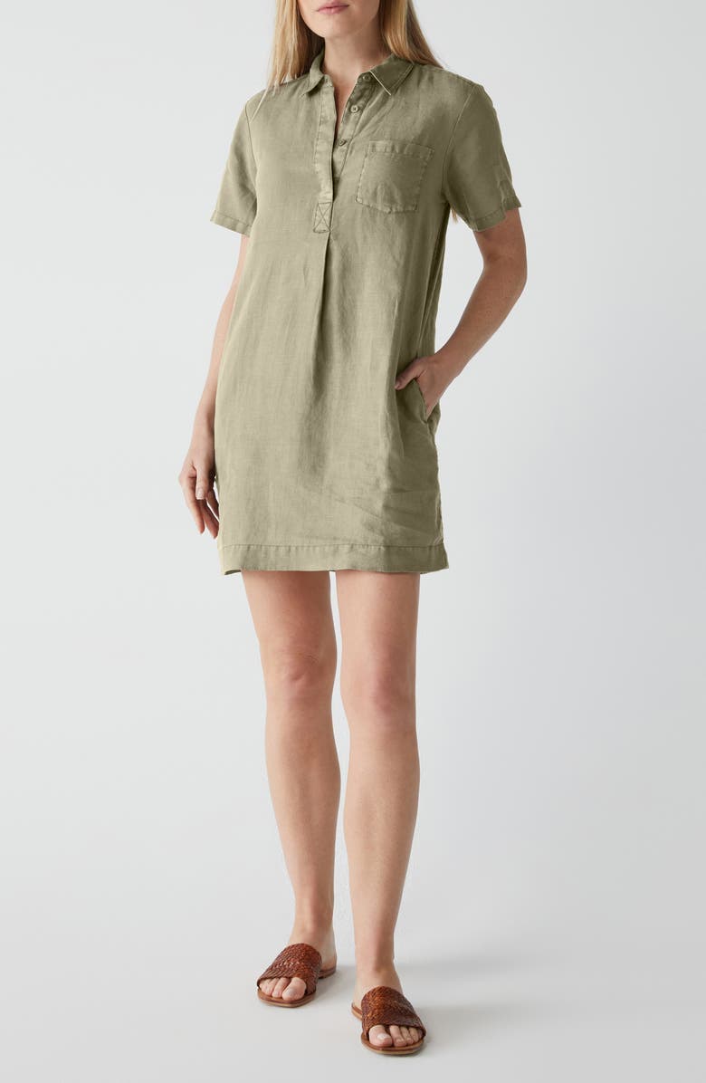 Michael Stars Ola Utility Mini Linen Shirtdress, Main, color, 