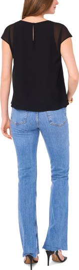 Mesh Overlay Georgette Top