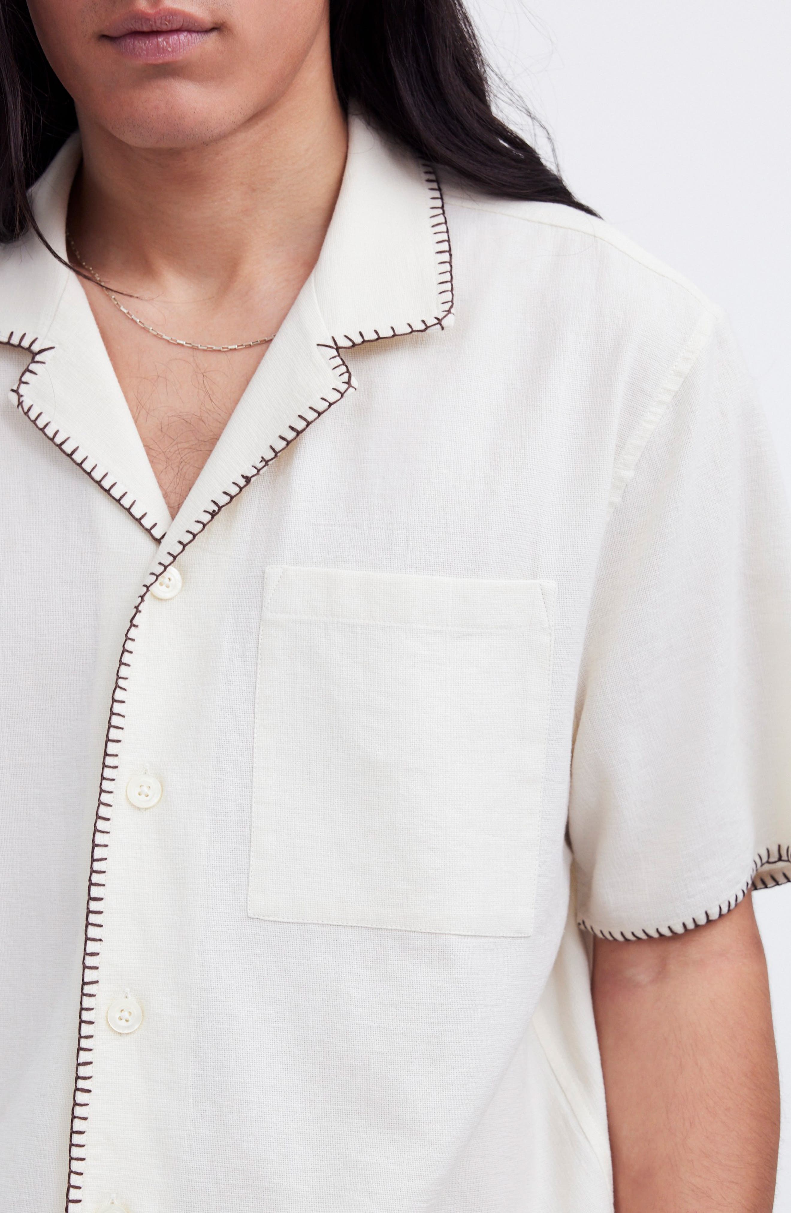 Textured Gauze Easy Short Sleeve Button-Up Shirt - image 2