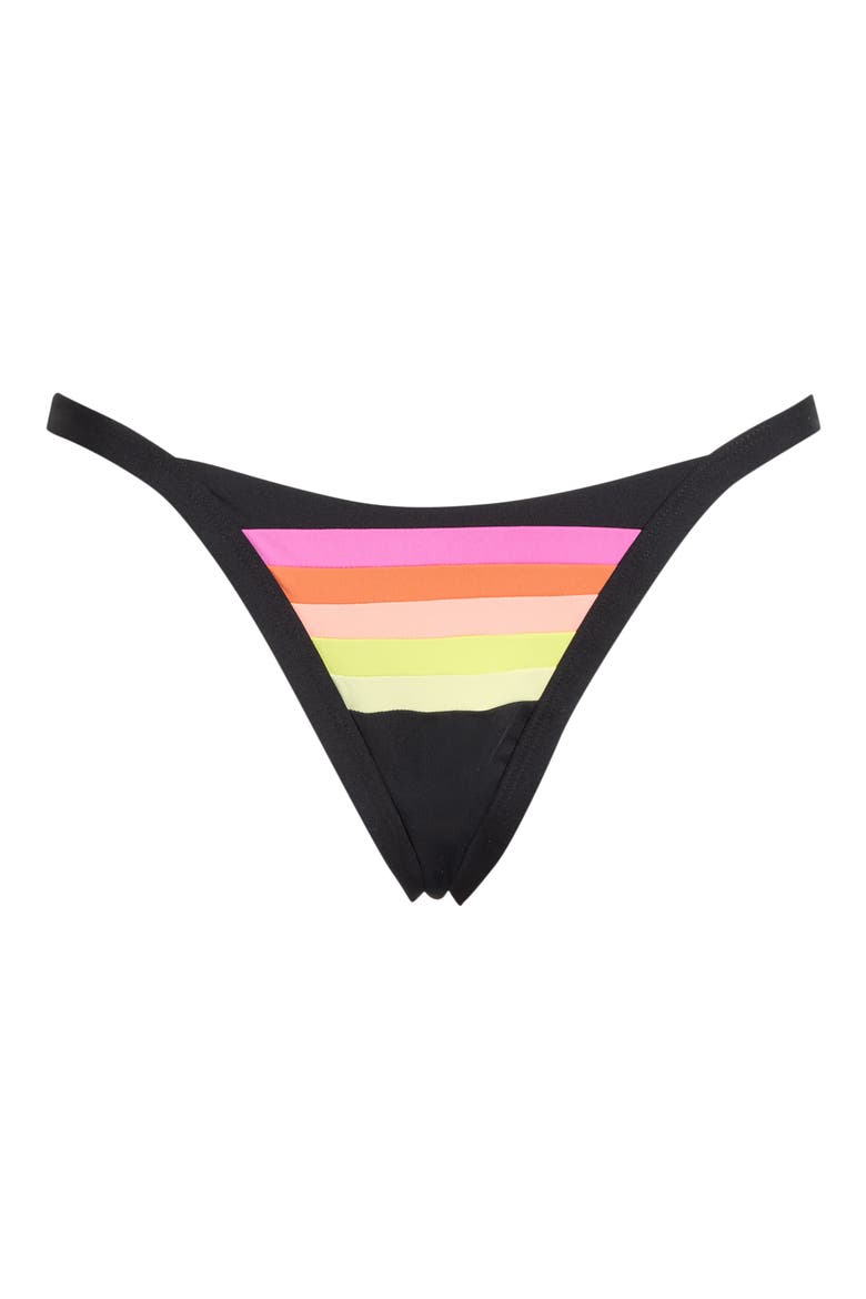 Surf Stripe Cheeky Bikini Bottoms, Alternate, color, BLACK