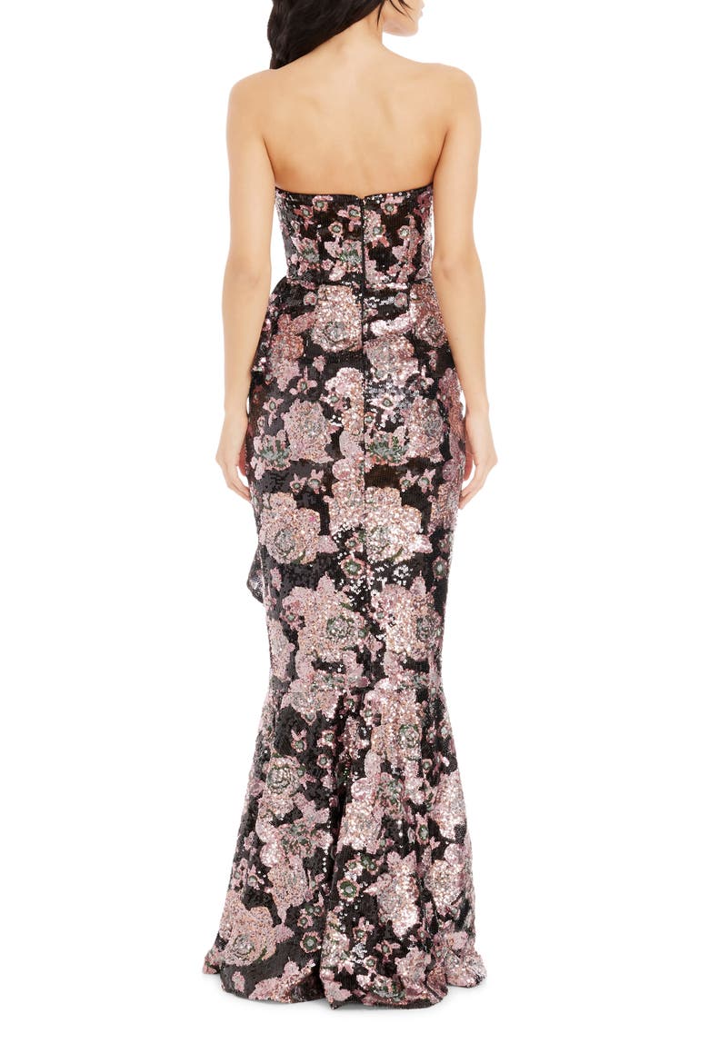 Paris Sequin Ruffle Strapless Gown, Alternate, color, DUSTY ROSE MULTI