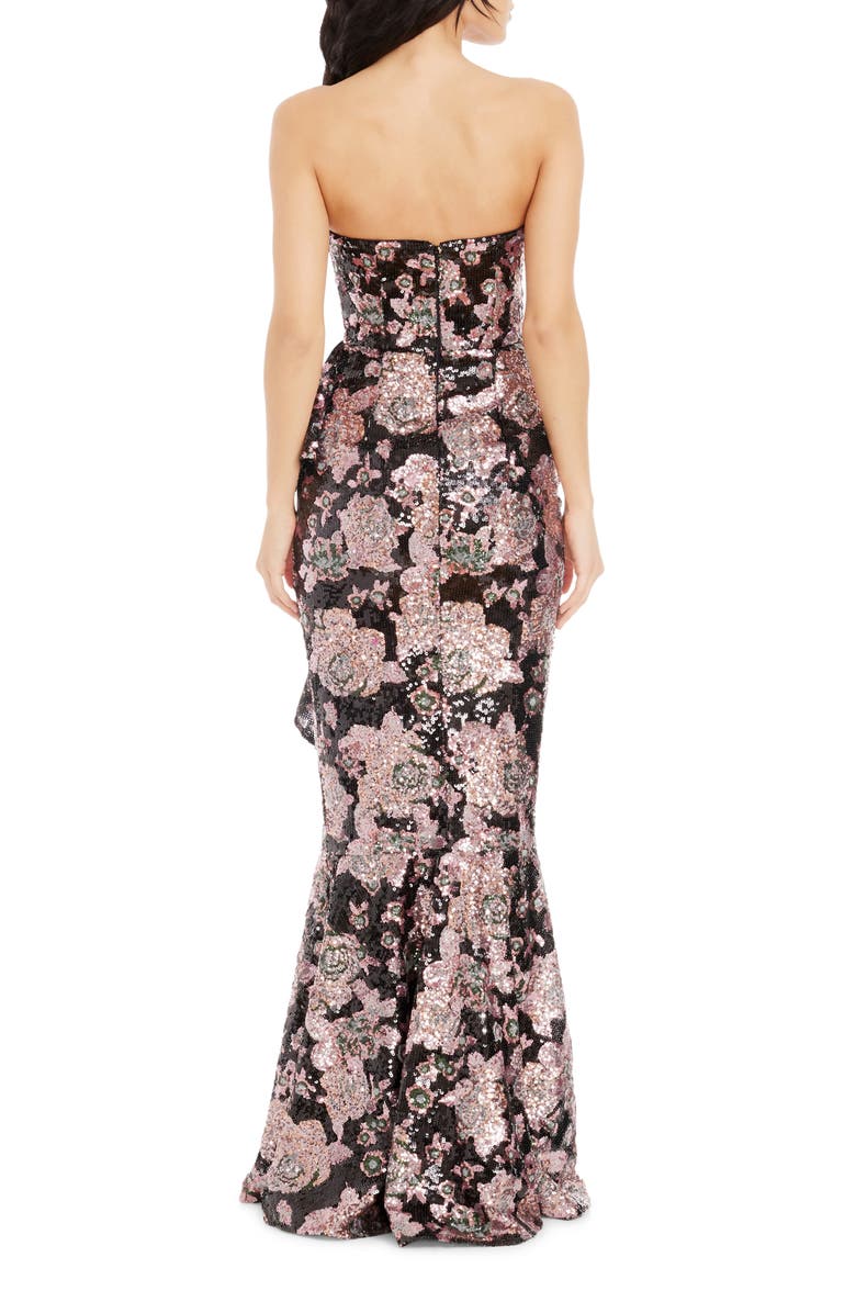 Dress the Population Paris Sequin Ruffle Strapless Gown, Alternate, color, Dusty Rose Multi