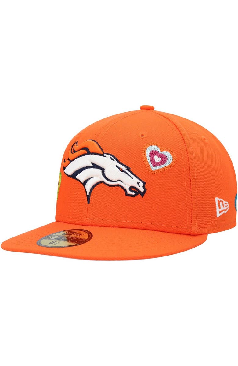 New Era Men's New Era Orange Denver Broncos Chain Stitch Heart 59FIFTY Fitted Hat, Main, color, Orange