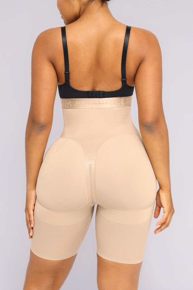 High Waist Sculpting Shorts with Side Zip, Alternate, color, Beige