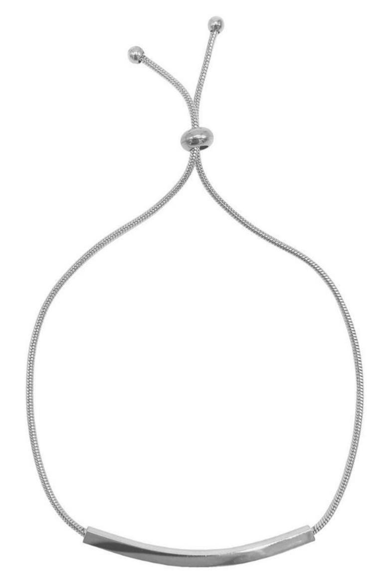 White Rhodium Plated Bar Station Slide Bracelet, Main, color, SILVER