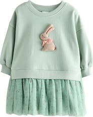 NEXT Kids' Bunny Appliqué Sweatshirt Party Dress