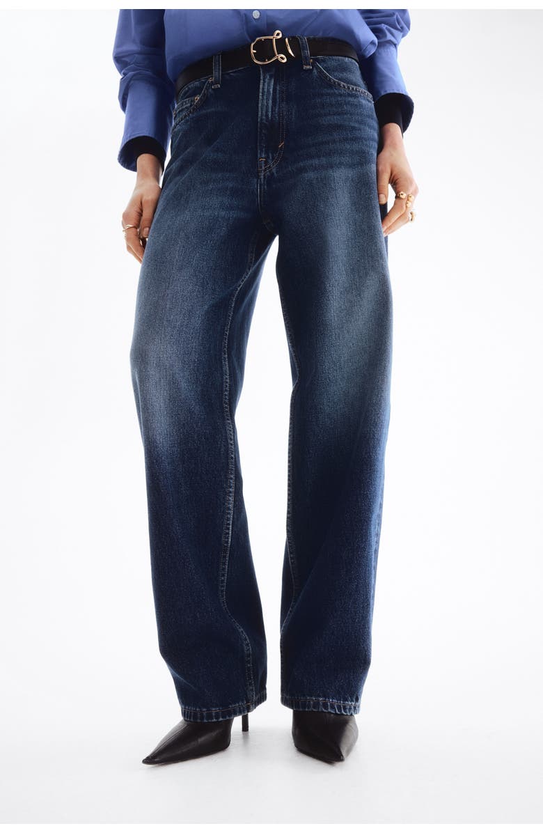 H&M Barrel High Waist Jeans, Alternate, color, Dark Denim Blue