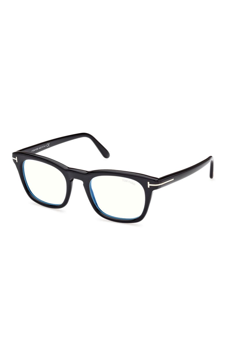 50mm Square Blue Light Blocking Glasses, Alternate, color, SHINY BLACK