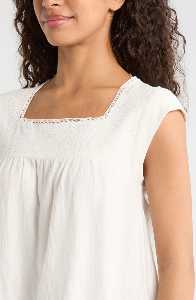 Lucky Brand Eyelet Lace Top, Alternate, color, Whisper White
