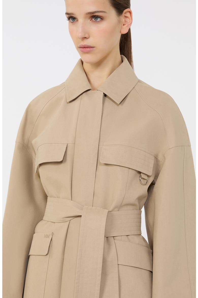 Rafia Waterproof Cotton Blend Belted Trench Coat, Alternate, color, BEIGE