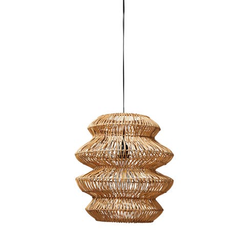 Boho Woven Rattan Sculptural Pendant Light