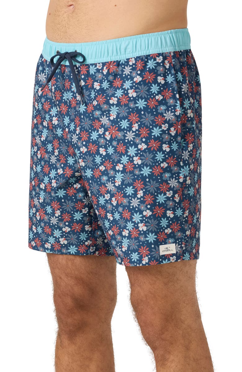 O'Neill Hermosa Elastic Waist Swim Trunks, Alternate, color, Midnight Navy
