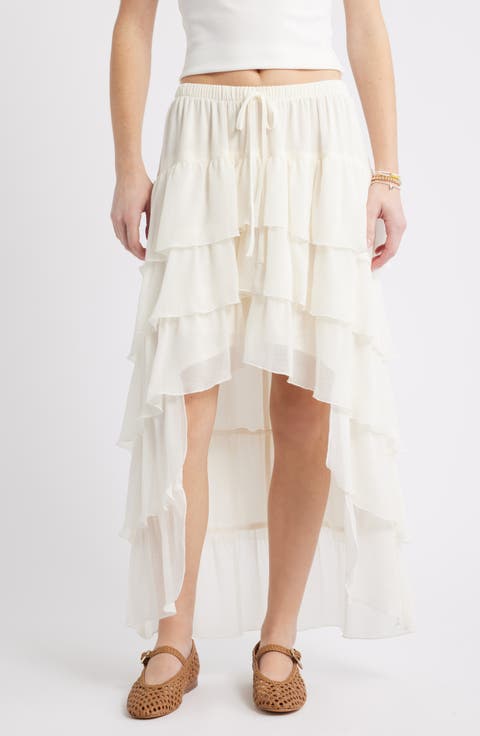 Tiered High-Low Maxi Skirt