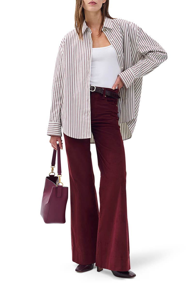 Skylar High Waist Corduroy Flare Pants, Alternate, color, BRGDY