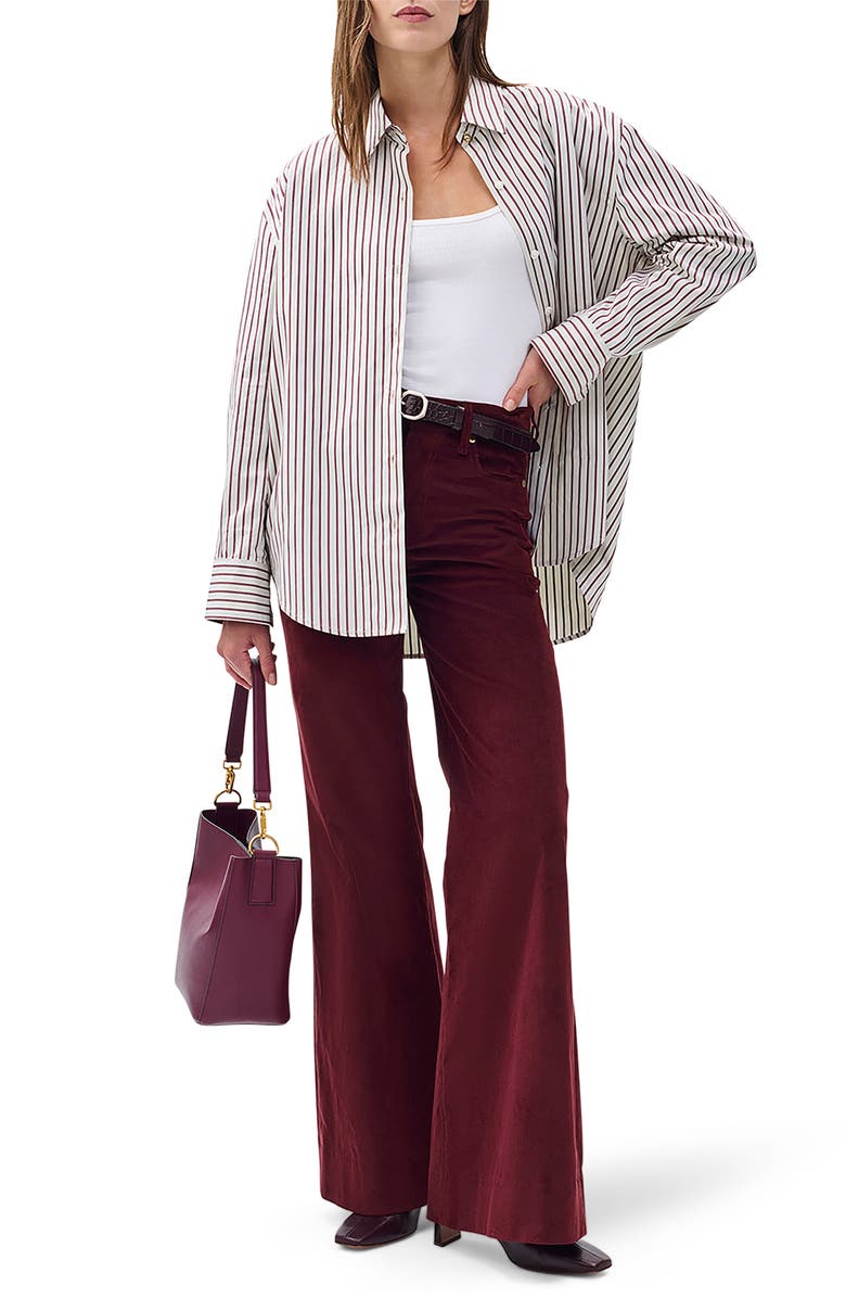 rag & bone Skylar High Waist Corduroy Flare Pants, Alternate, color, Burgundy
