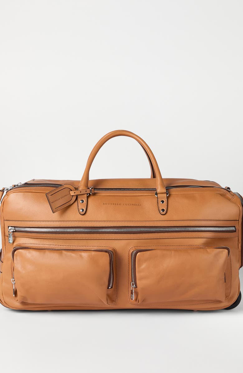 Brunello Cucinelli Cowhide trolley bag, Alternate, color, Cognac