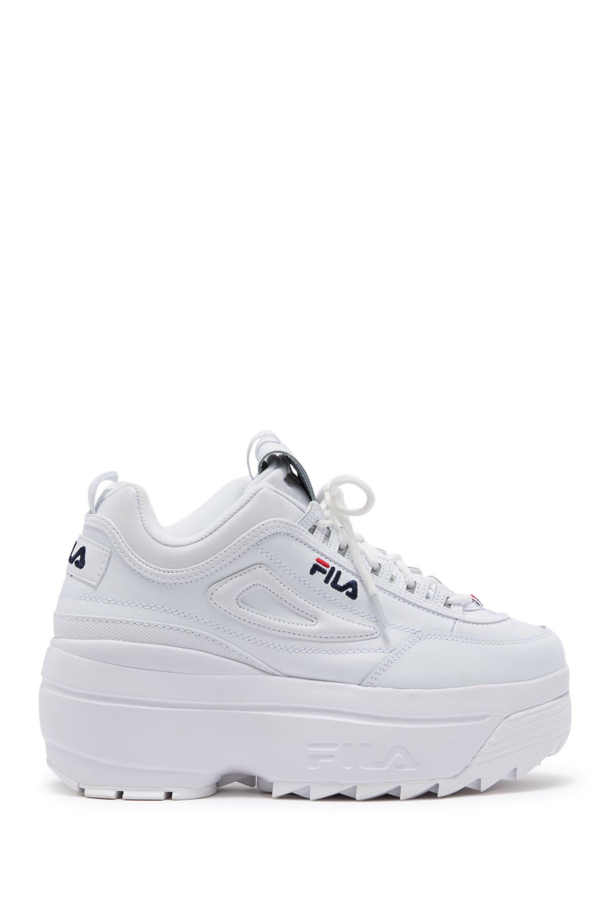 Disruptor II Wedge Sneaker, Alternate, color, WHITE/ NAVY/ RED
