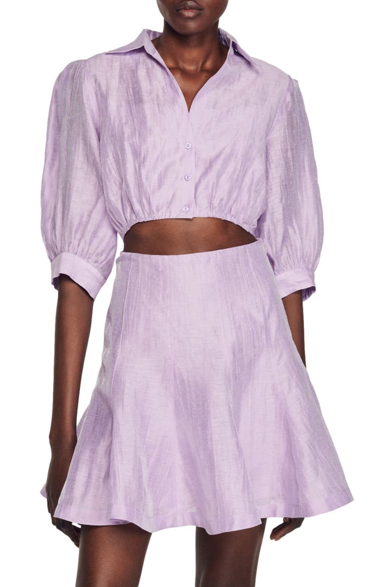 Kya Cutout Linen Blend Shirtdress, Alternate, color, PARME