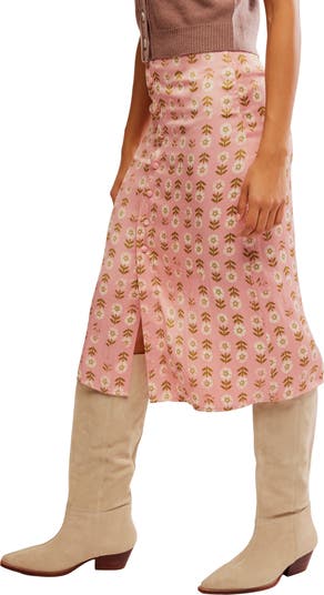 Analise Polka Dot Button-Up Midi Skirt