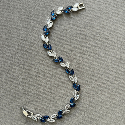 Hollywood Sensation Marquise Cubic Zirconia Tennis Bracelets With Blue Sapphire And White Diamond Cu In Blue
