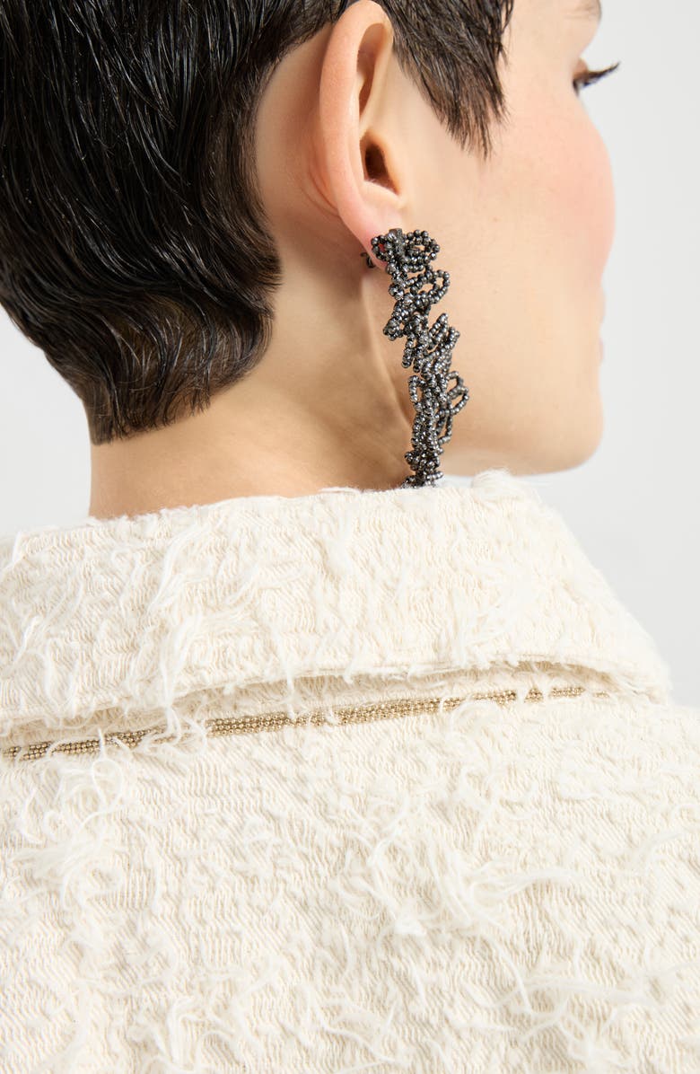 Brunello Cucinelli Fuzzy denim outerwear jacket, Alternate, color, Ivory