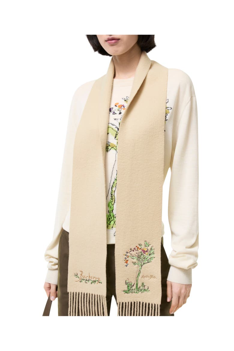 Narrow Brave Little Tree Cashmere Scarf, Alternate, color, Nutmeg beige