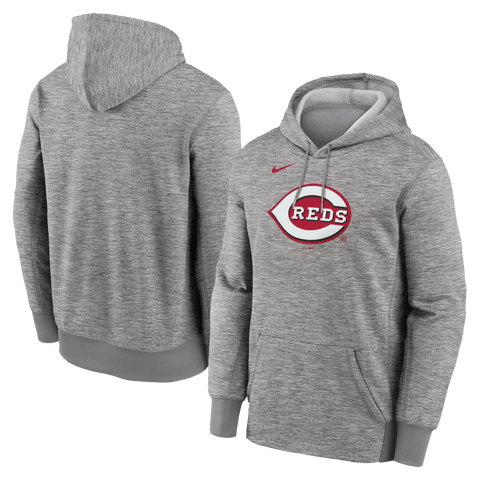 Men's Nike Heather Gray Cincinnati Reds Primary Logo Therma Hoodie